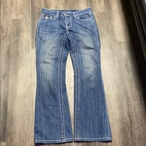 DONATED Straight Leg Jeans with jewel buttons